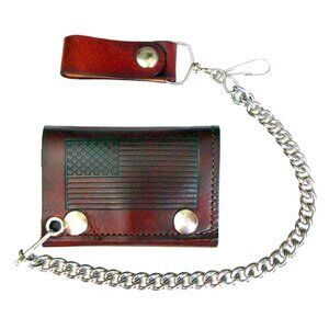 American Flag Genuine Leather Chain Wallet